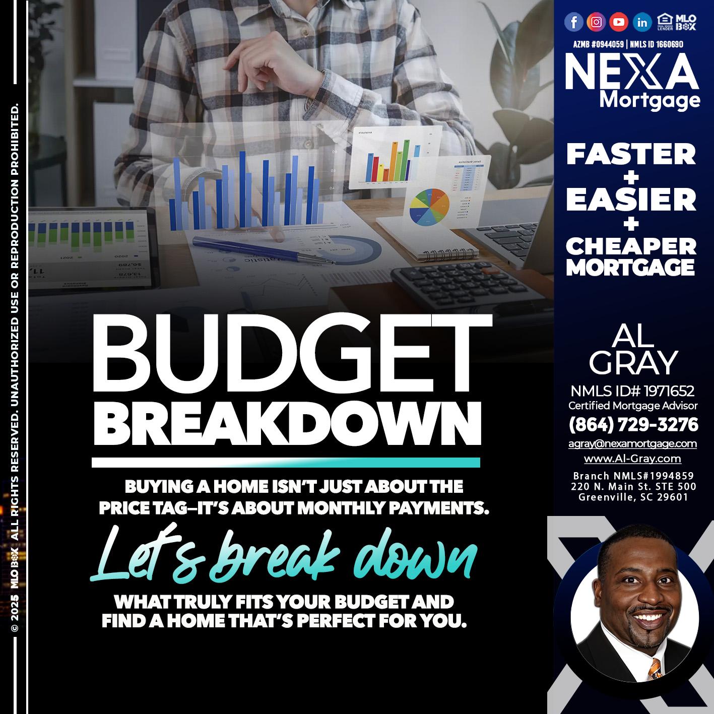BUDGET BREAKDOWN - Al Gray -Loan Officer