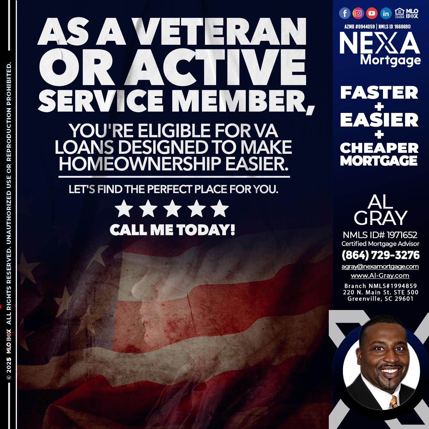 AS A VETERAN MEMBER - Al Gray -Loan Officer