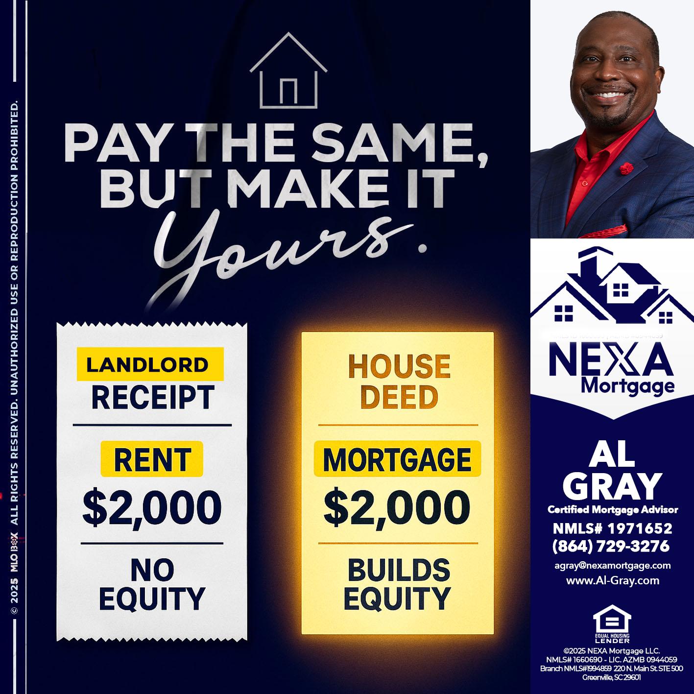 pay the same - Al Gray -Loan Officer