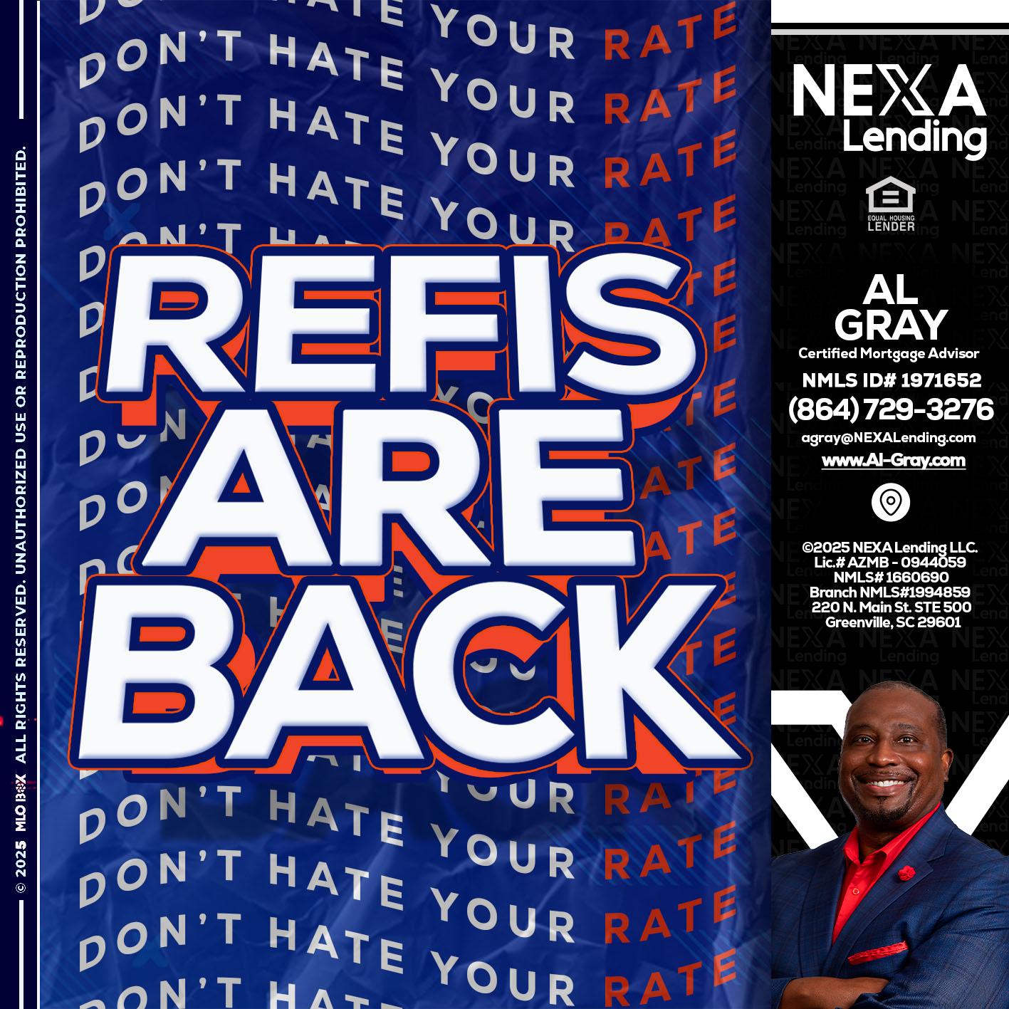 refis are back - Al Gray -Loan Officer