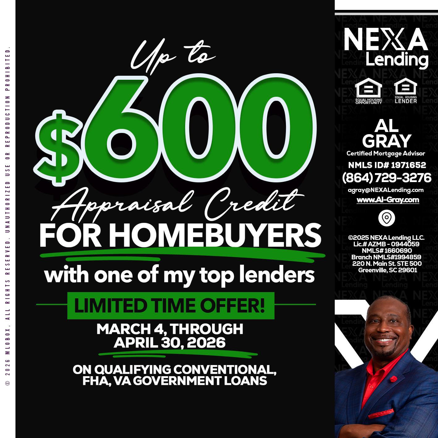 up to $600 - Al Gray -Branch Mgr/Sr. LO