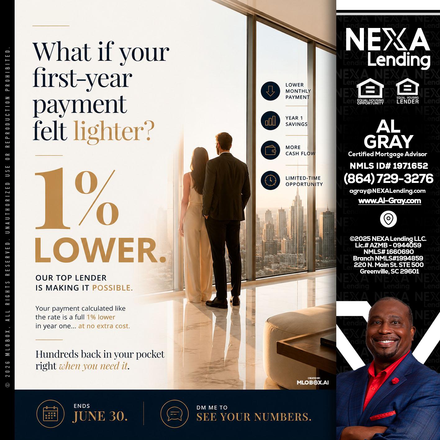 1% lower - Al Gray -Branch Mgr/Sr. LO