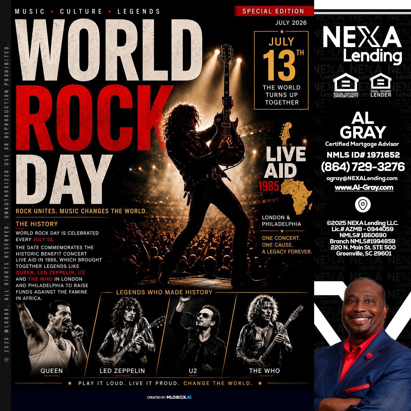 WORLD ROCK MUSIC DAY - Al Gray -Branch Mgr/Sr. LO