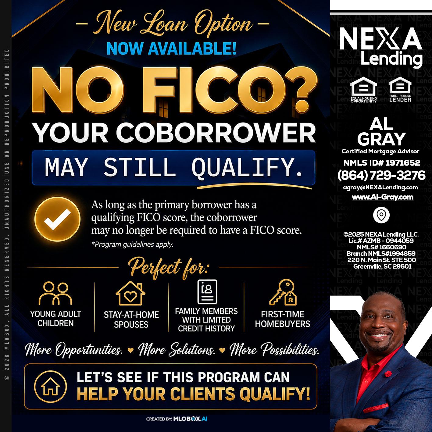 NO FICO - Al Gray -Branch Mgr/Sr. LO